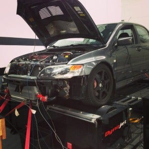 Mishimoto prototype intercooler installed on test vehicle with PLX sensors 