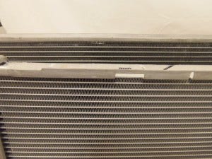 Comparison of cores: Mishimoto E90 radiator prototype 2 (top) and stock radiator (bottom) 