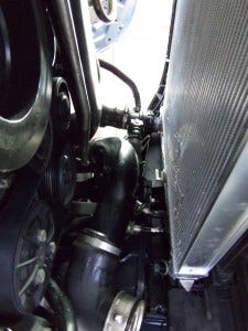 Mishimoto radiator installed from below