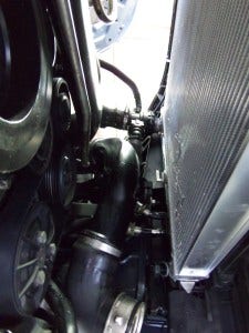 Mishimoto radiator installed from below 