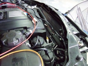 Mishimoto radiator installed with temperature sensors