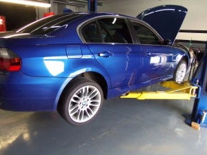 Test vehicle on lift