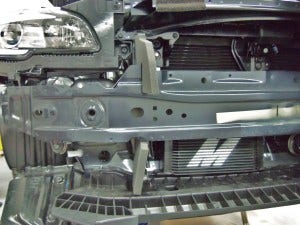 19-row oil cooler mounted on the WRX test vehicle