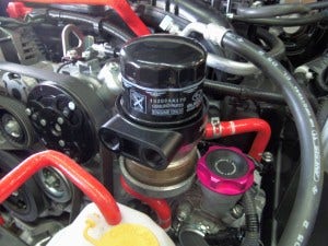 Mishimoto prototype of oil sandwich plate installed