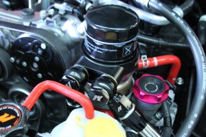 Mishimoto prototype of oil sandwich plate fully installed
