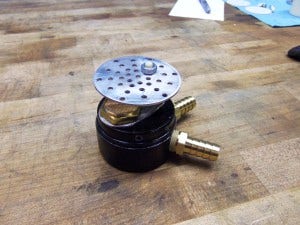 Assembled top of prototype catch can