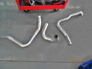 Mishimoto fabricated intercooler pipes on Bugeye