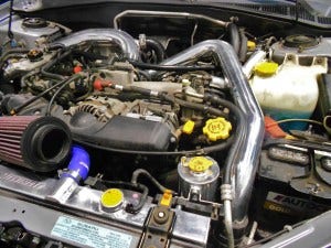Mishimoto coolant reservoir mounted on Bugeye