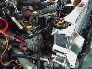 Mishimoto 6.7L Cummins radiator prototype installed