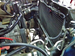 6.7L Cummins radiator removed
