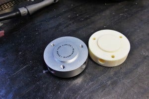 3D prototype housing (right) and CNC-machined housing 