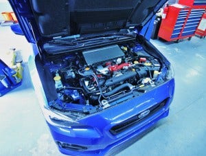Mishimoto intercooler installed on 2015 STI