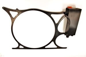 Mishimoto prototype expansion tank and fan shroud assembled