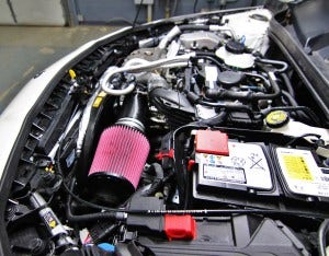 Prototype inlet tube and air filter installed