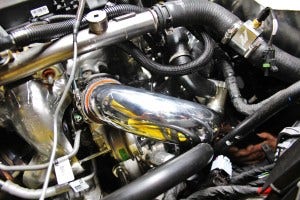 Hot-side intercooler pipe installed