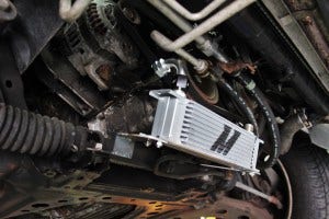 Prototype Mazda Miata oil cooler kit, mounted