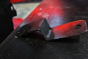 Welded prototype Miata oil cooler bracket