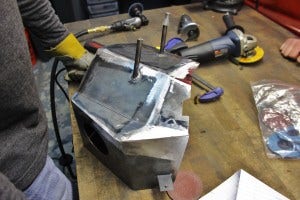 350Z air intake airbox - weld grinding 