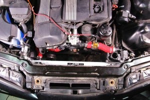 Mishimoto prototype E46 radiator installed 