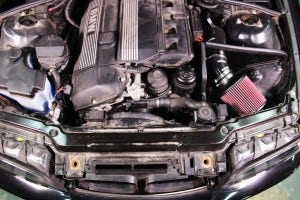 Stock BMW E46 radiator installed