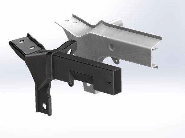 The closed structure of the Mishimoto bar vs. the open design of the stock helps add rigidity and solidity.
