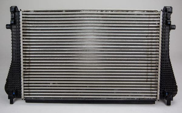 The factory intercooler has a large surface area, which in terms of an intercooler is beneficial for heat dissipation.